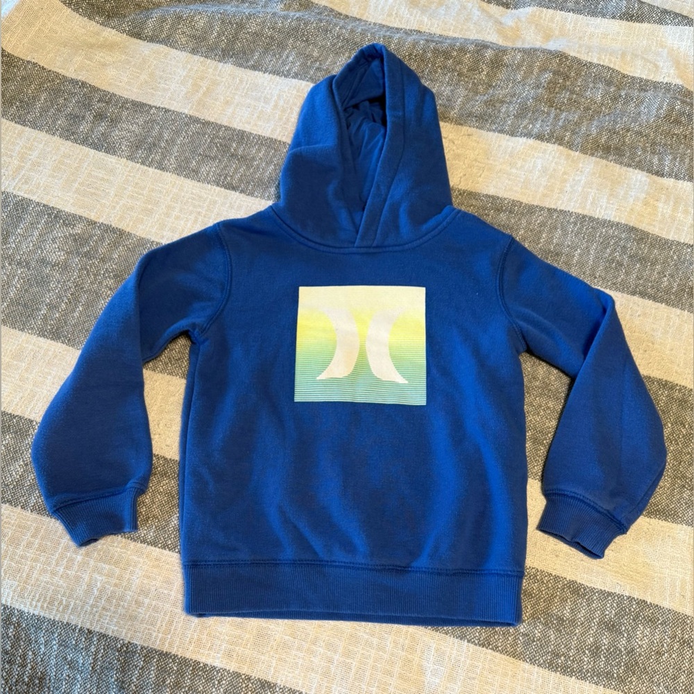 💙Hurley Graphic Logo Pullover Hoodie Boys M (5-6yrs old)Blue Sweatshirt Fleece